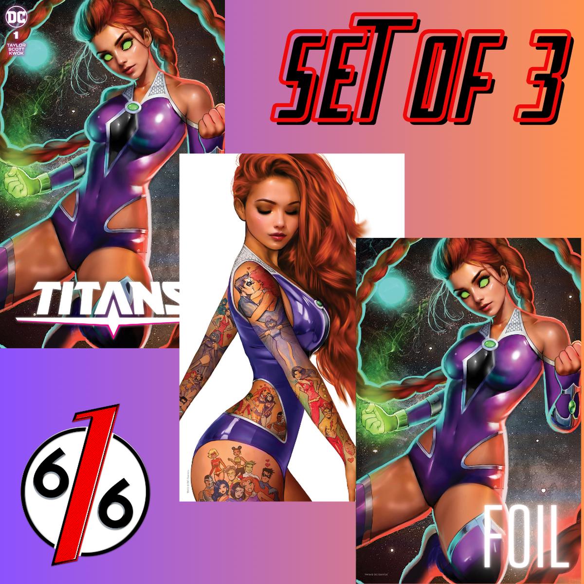 TITANS #1 NATHAN SZERDY 616 STARFIRE Trade Dress & Virgin & FOIL Variant ABC Set Of 3