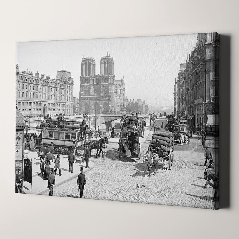19th Century Paris, Pont Saint-Michel and Cathdrale Notre Dame