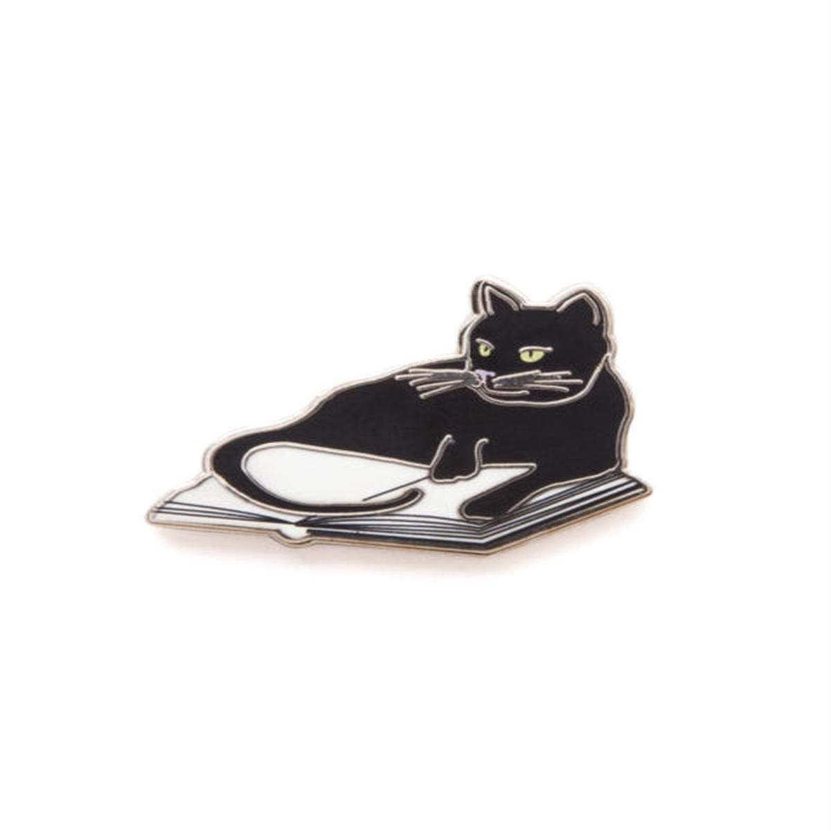 Bookstore Cat Enamel Pin Badge by Out of Print